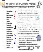 Weather And Climate Definitions Match 20 Basic Words And Definitions All Dealing With The Weather And Cl Weather And Climate Teaching Weather Weather Science