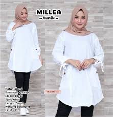 Jual Blouse Wanita Putih Milea Atasan Putih Tunik Putih Polos M Xl Tempatniaga