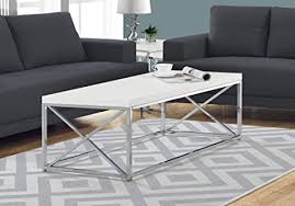 Shop for white and chrome coffee table at bed bath & beyond. Amazon Com Monarch Specialties Modern Coffee Table For Living Room Center Table With Metal Frame 44 Inch L Glossy White Chrome Home Kitchen