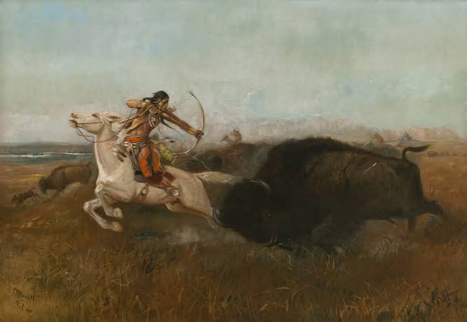 Indians Hunting Buffalo (Wild Men's Meat; Buffalo Hunt) - Sid Richardson Museum - Fort Worth, Texas