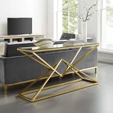 Concave and convex table options available. Point 59 Brushed Gold Metal Stainless Steel Console Table Contemporary Modern Furniture Modway