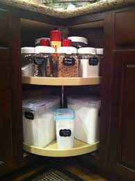 Storing all these essentials in an organized, easily accessible manner is key to making the most of your time cooking, eating, and entertaining. Lazy Susan Organized Using Ideas From Pinterest Kitchen Cabinet Organization Cabinet Organization Diy Cheap Kitchen Cabinets