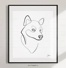 Shiba Inu Art Poster Print Gift By Withoneline Cute Dog Etsy Dog Line Drawing Line Art Drawings Posters Art Prints