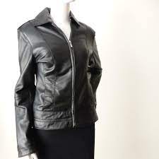 David Jones Women S Jacket Size 6 8 Us 2 4 Black Leather Zip Front Ebay Leather Jackets Women Leather Jacket Leather Women