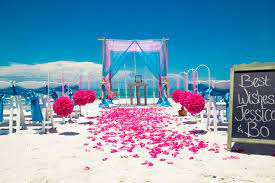 Pink And Teal Beach Wedding Teal Beach Wedding Blue Beach Wedding Beach Wedding Pink