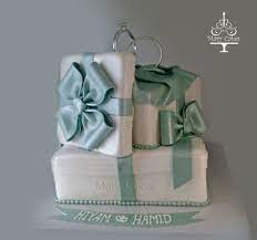 2 Tire Gift Box Engagement Cake With Ring Topper Engagement Cakes Elegant Wedding Cakes Fondant Cake Designs