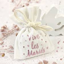 Sac A Dragees Coton Vive Les Maries Rose Gold Decoration Mariage Pas Cher Decoration Mariage Pas Cher Dragees Sac