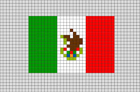 Flag Of Mexico Pixel Art Graph Paper Art Plastic Canvas Patterns Flag Cross Stitch