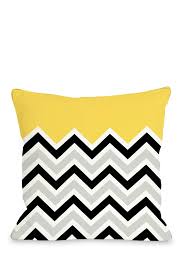 Chevron Solid Black White Yellow Pillow Objet Design Deco Decoration