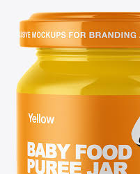 Download Glossy Baby Food Jar Mockup In Jar Mockups On Yellow Images Object Mockups PSD Mockup Templates