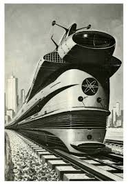 Atompunk Retro Futuristic Locomotive Train