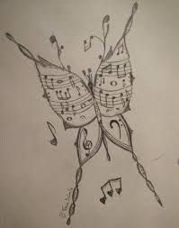Occasional Randomness Picture Saturday Rain And Color Butterfly Sketch Music Drawings Art Drawings