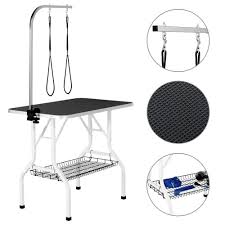 Yaheetech 32 36 Inch Pet Dog Cat Grooming Table Professional Foldable Height Adjustable Drying Table W Arm In 2020 Cat Grooming Dog Grooming Metal Storage Shelves