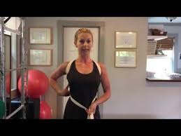 Neck And Shoulder Stretch With Yoga Strap Youtube Neck And Shoulder Stretches Yoga Strap Shoulder Stretch