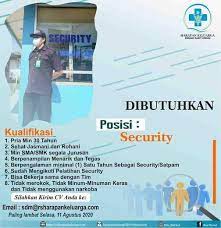 Lowongan kerja satpam rumah sakit. Security Rsu Harapan Keluarga Atmago