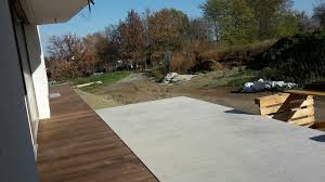 Terrasse Holz Und Beton Besenstrich Anbau Haus Garten Terrasse Terrasse Beton