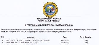 Sebanyak 287 pejabat struktural di lingkungan pemerintah kabupaten kampar, dilantik sekaligus diambil sumpah jabatannya oleh bupati kampar drs h burhanuddin husin dari jumlah tersebut, 16 orang merupakan pejabat eselon iib, 37 orang pejabat eselon iiia, 47 orang pejabat eselon iiib, 153. Jawatan Kosong Terkini Di Majlis Daerah Kampar Appjawatan Malaysia