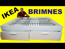 How to build a diy bed frame with storage out of ikea cabinets. Ikea Brimnes Bed Frame With Storage Standard Double Assembly Instructions Youtube