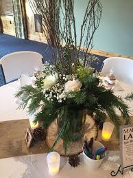 Woodland themed baby shower menu. Woodland Baby Shower Mountain Theme Centerpiece With Evergreen Branches Bab Baby Shower Table Centerpieces Baby Shower Woodland Theme Baby Shower Woodland