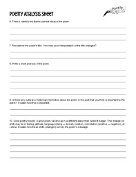 View, download and print poetry analysis worksheet pdf template or form online. Analyzing Poetry Worksheet Good For Any Poem By Drvan Tpt