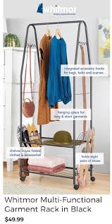A clothes rack is not suitable for storage in most winter clothes and armor with mass clothing rack also has minimum number of stacks (minnumberstacks) of 5, so no. Whitmor Multi Functional Rolling Closet Organizer Garment Racks Closet Organization Whitmor