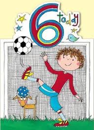 6th Birthday Wishes For 6 Year Old Boy Rachel Ellen Age 6 Footballer Birthday Card Birthday Wishes For Kids Happy 6th Birthday Birthday Cheers