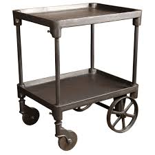 Vintage Industrial Two Tier Cast Iron Rolling Bar Cart Table Vintage Industrial Furniture Vintage Industrial Furniture