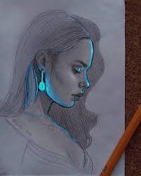 Lovely Sketches With Glowing Effect Swipe Can You Guess The First One Artis Portrait Drawing Glowing Art Art Drawings