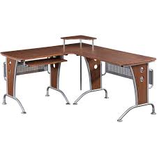 Espresso, cherry, mahogany, honey, maple, modern walnut, white and coastal gray. Techni Mobili Deluxe L Shaped Computer Desk With Pull Out Keyboard Panel Mahogany B1249377 Globalindustrial Com