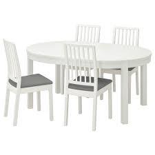 Ikea Bjursta Ekedalen Table And 4 Chairs White Ramna Light Grey Extendable Dining Table With 1 Extra Leaf Seats 4 6 Dining Table Table Dining Room Sets