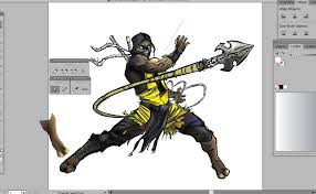 Scorpion mortal kombat colouring pages. Vector Scorpion From Mortal Kombat Ikrivonosov