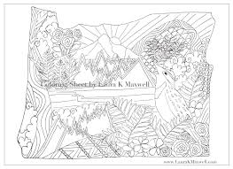 Oregon Coloring Sheet For Adults And Kids 11x8 5 Oregon Etsy Colouring Sheets For Adults Oregon Map Coloring Pages