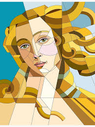 Lienzo con la obra «El Nacimiento de Venus (detalle de rostro)