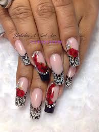 Beautiful Black And Red Nail Ideas Beautiful Black White And Red Nails With One Stroke Red Nail Art Designs Red Nail Art Valentines Nails