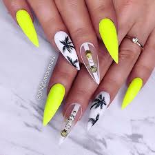 Neon yellow stiletto nails with black french tips. 20 Chic Ways To Wear Yellow Acrylic Nails Top Fashion News