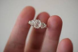 This Ring Features Three Completely Unaltered Raw California Diamonds Ring Is Made To Order Sto Uncut Diamond Ring Gemstone Engagement Rings Raw Diamond Rings