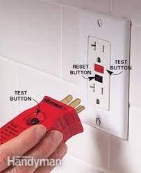 Test for power with your voltmeter set on ac volts on the highest scale. Testing Gfci Outlets Diy Family Handyman
