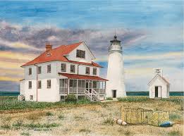 A total of four acres was purchased at a cost of $300. Cove Point Lighthouse Painting By Chris Carr