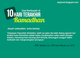 Saat masuk 10 hari terakhir , banyak keutamaan yang dapat diraih karena di malam tersebut merupakan waktu turunnya malam lailatul qadar nabi muhammad saw diriwayatkan selalu memanjatkan doa berikut ini, saat memasuki 10 hari terakhir bulan ramadhan. 10 Hari Terakhir Ramadhan Tips Menjelang 10 Hari Terakhir Ramadhan Harian Hikmah Menjadi Jutawan Akhirat Tips 10 Malam Terakhir Ramadhan Oleh Sheikh Chowdhury Malam 1000 Bulan Di 10 Malam Terakhir Ramadhan