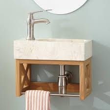 16 Ansel Teak Wall Mount Vanity With Towel Bar Stone Sink Natural Teak Bathroom Wall Mounted Vanity Teak Wall Teak Bathroom