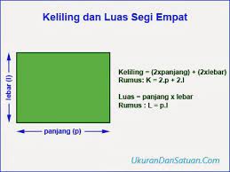 Formula luas segi empat tepat. Cara Menghitung Kelilling Dan Luas Segi Empat Persegi Panjang Ukuran Dan Satuan