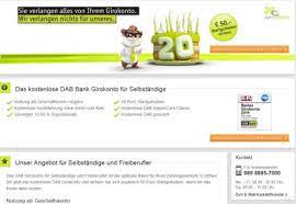 Aufgrund der kostenlosen kontoführung, fehlender buchungskosten, einer ebenfalls. Dab Bank Konto Fur Selbstandige