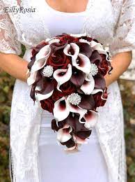 We did not find results for: Buy Eillyrosia Cala Lily Tear Drop Bridal Bouquet Burgundy White Cascading Wedding Bouquet Brooch Jewelry Bridesmaid Holding Flowers Cicig