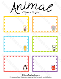 Animal Name Tags Name Tag Templates Tag Templates Preschool Name Tags
