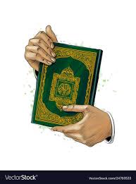 Man Hands Holds Holy Book Of Koran From Splash Of Watercolors Muslim Holiday Eid Mubarak Ramadan Kareem Hand D Islamic Art Canvas Islamic Artwork Holy Book