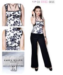 Black And White Floral Corset Pin On Tops Tanks T Shirts Vests