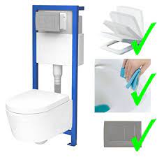 all in one set v2 lavita vorwandelement inkl druckerplatte chrom wand wc ohne spulrand wc sitz mit soft close absenkautom wc sitz wand wc absenkautomatik