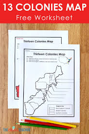 13 Colonies Free Map Worksheet And Lesson For Students 13 Colonies Activities 13 Colonies Map Teaching History