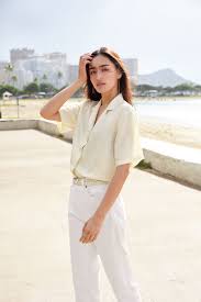 Uniqlo Linen Blend Open Collar Shirt In 2020 Uniqlo Looks Uniqlo Outfit Linen Shirts Women