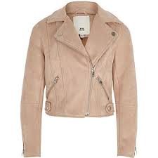Girls Light Pink Faux Suede Biker Jacket River Island Girls Winter Coats Girls Jacket Faux Suede Biker Jacket
